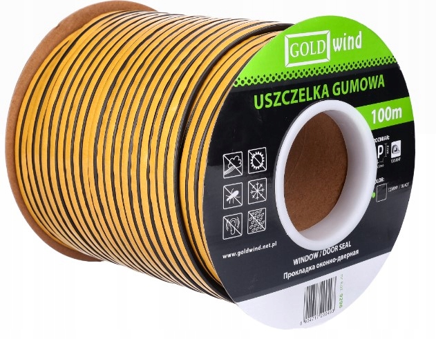 USZCZELKA DO OKIEN DRZWI PROFIL P CZARNA ROLKA 100 M.