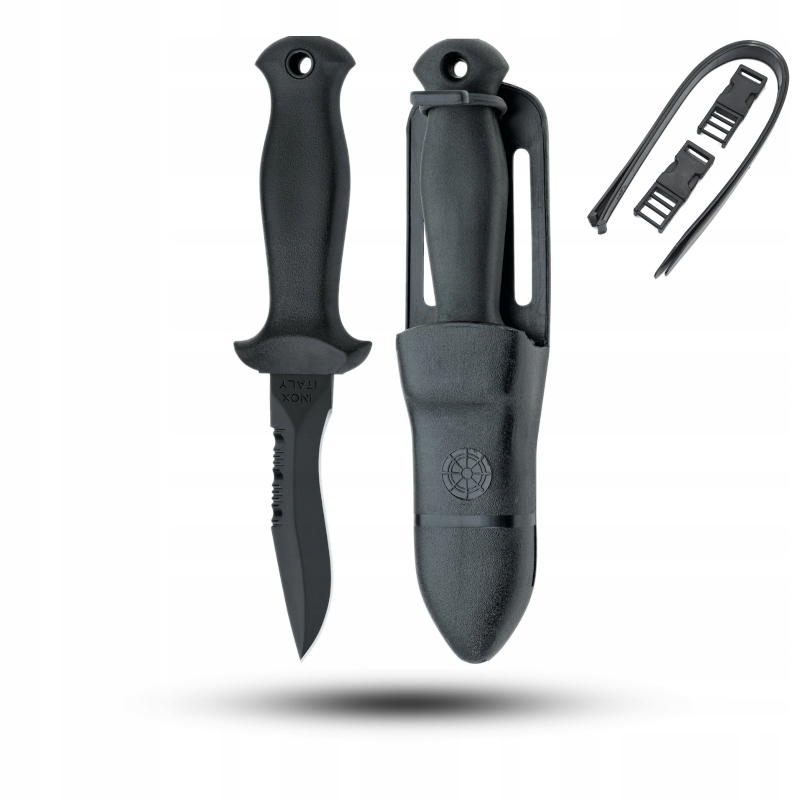 Nůž potápěčský Mac Coltellerie Sub 9 2 Black SUB09-2.N Pouzdro popruhy