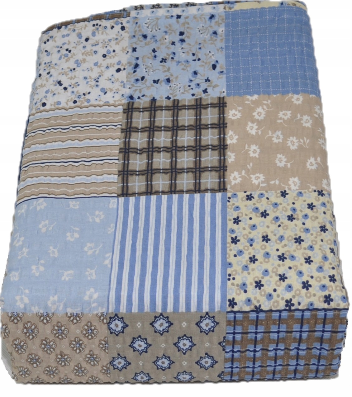 Pościel Z Kory Kora 160X200 Bawełna 100% Patchworkowa Niebieska Polska