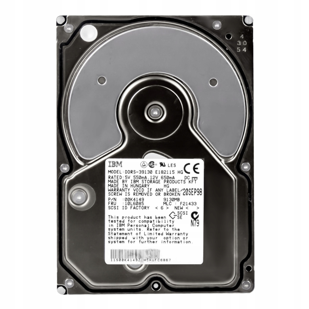 Ibm 10L6085 9.1GB 7.2K Scsi 00K4149 DDRS-39130