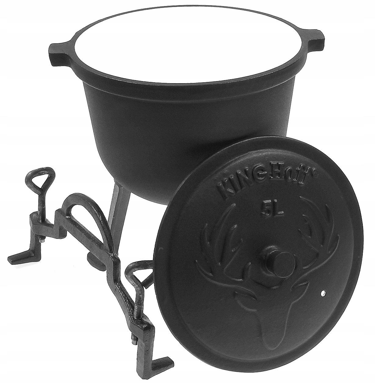 Kociołek Żeliwny Emaliowany 5 L Garnek Myśliwski Na Ognisko Ekstra Jakość