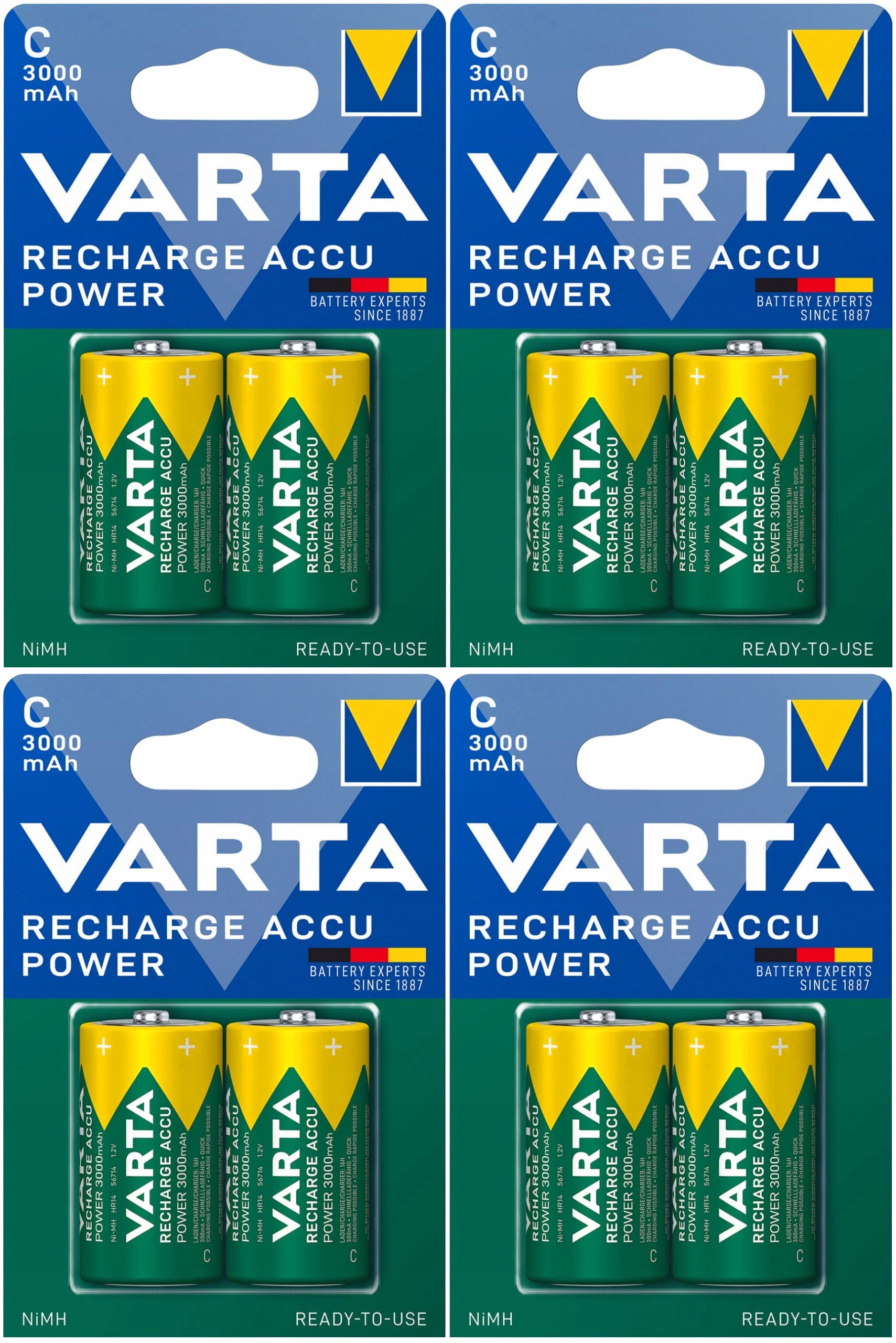 8 x Akumulátory Varta R14 C HR14 3000 mAh Baterie Ready2Use Pro Pilotní Rádio