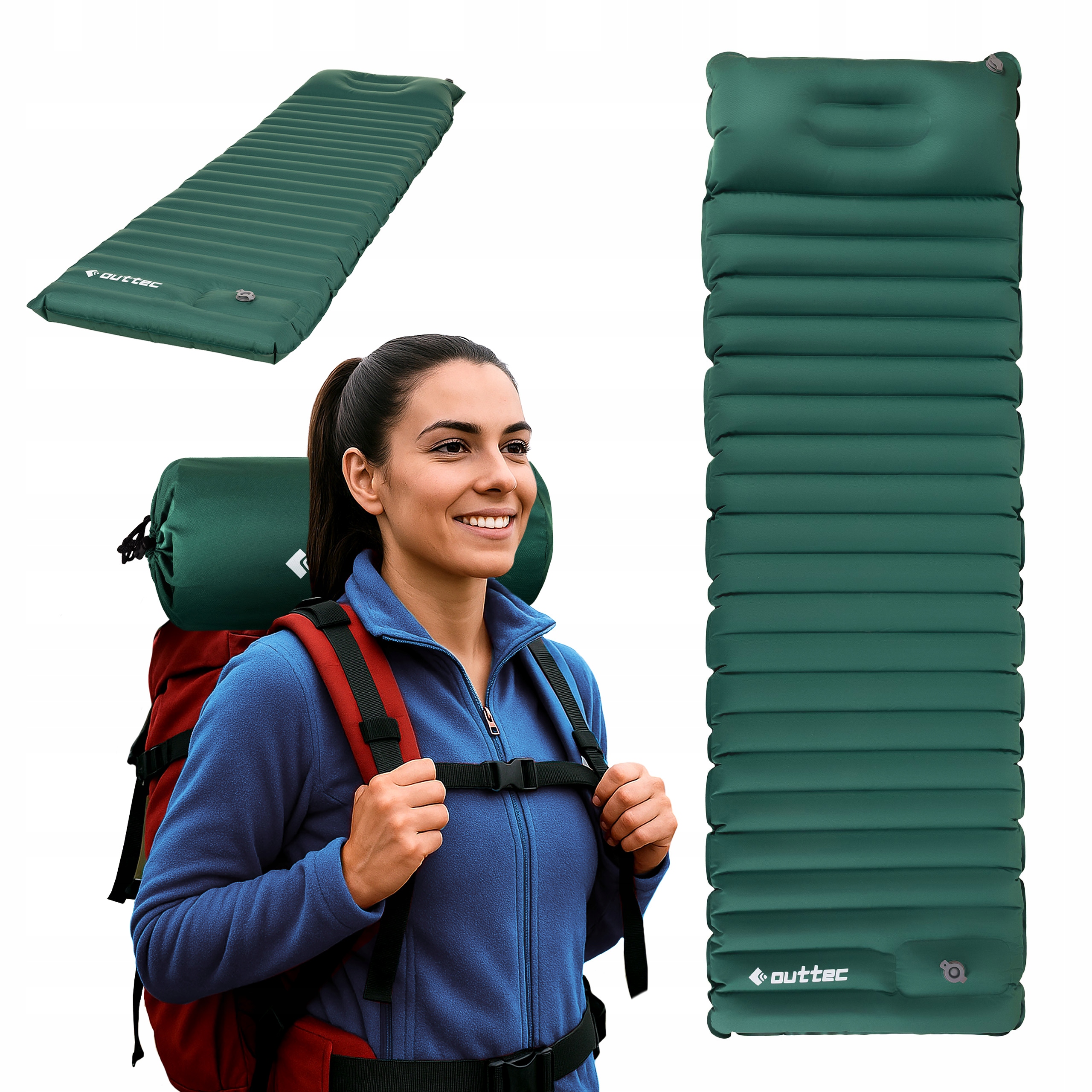 Mata Turystyczna Karimata Dmuchana Trekkingowa Pompka Wbudowana Outtec