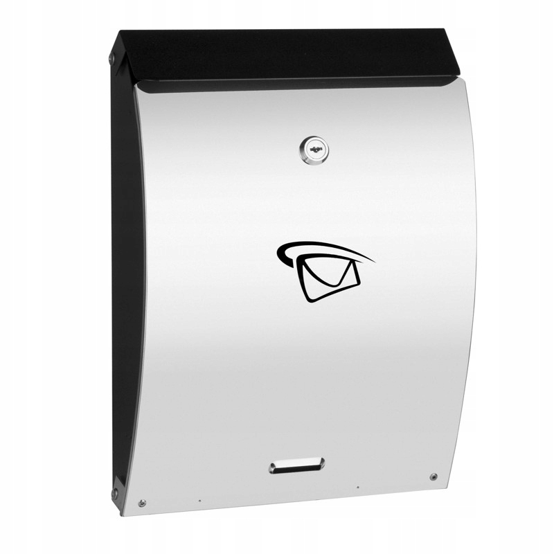 Aqbau poštovní poštovní schránka C4 Lux konvexní černo-stříbrná nerezová