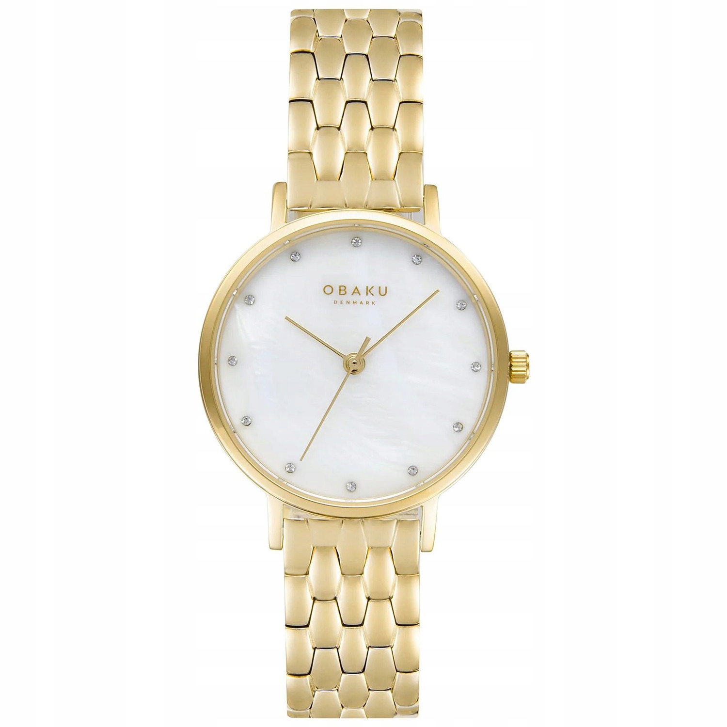Dámské hodinky Obaku Denmark V248LXGWSG Zirkony zlaté