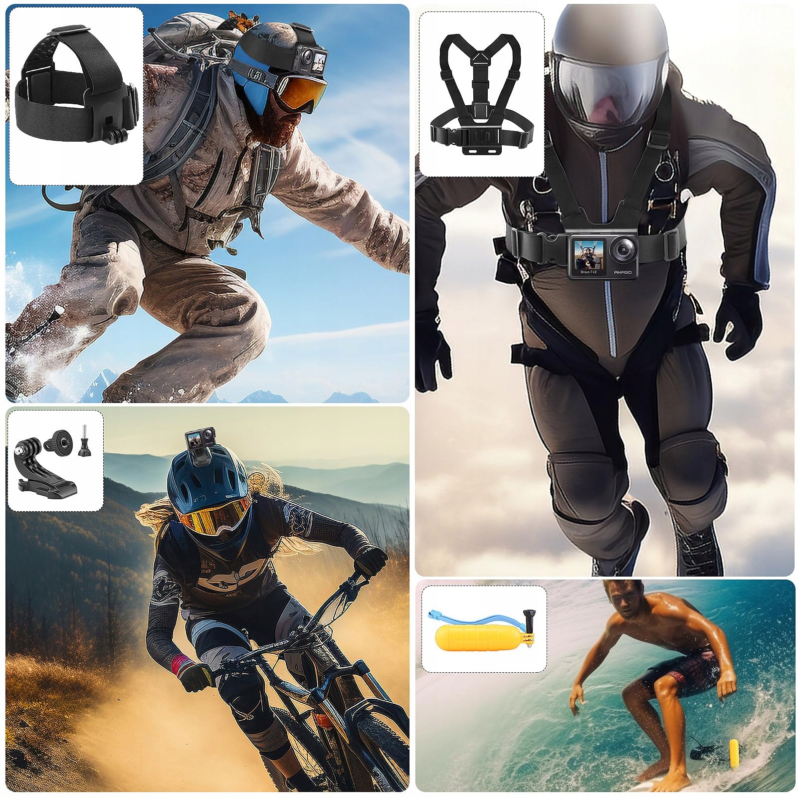 Zestaw Akcesoriów 38w1 Do Kamer Sportowych GoPro DJI SJCAM GeeKam — miniatura 2