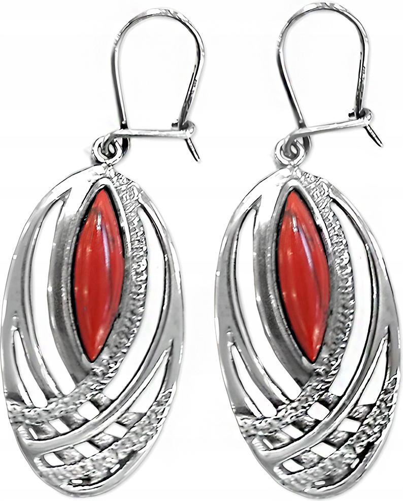 Stříbrné závěsné náušnice 925, prolamované, oválné, elegantní anglický kámen