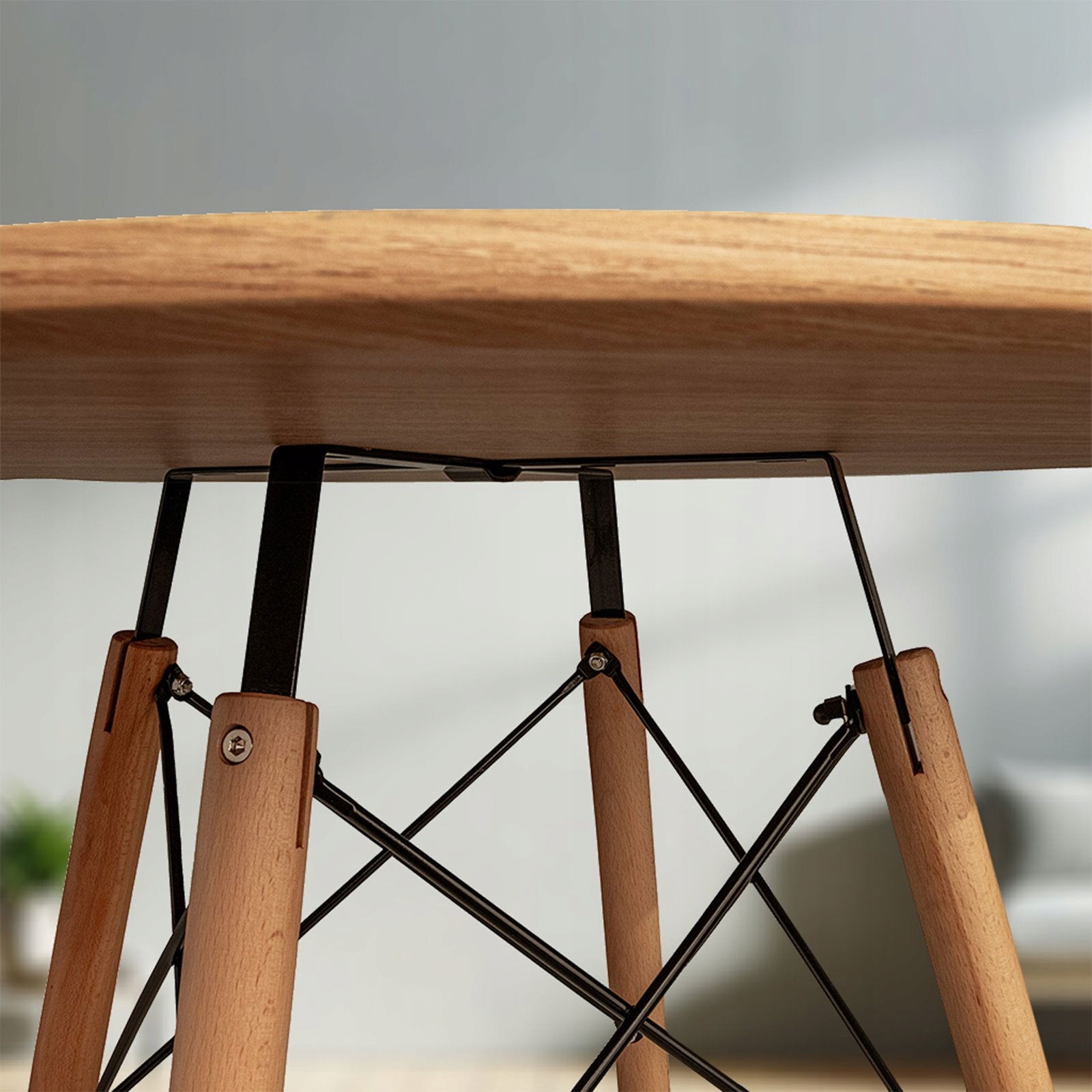 OKRĄGŁY Stół BRĄZOWY STOLIK skandynawski nowoczesny do salonu jadalni 80 Kształt blatu okrągły