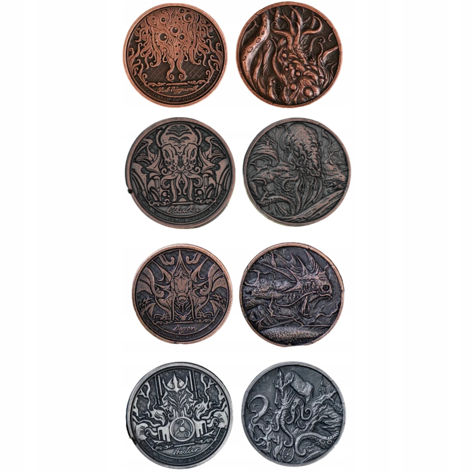 MITOLOGIA CTHULHU ZESTAW 4 METALOWYCH MONET LARP RPG