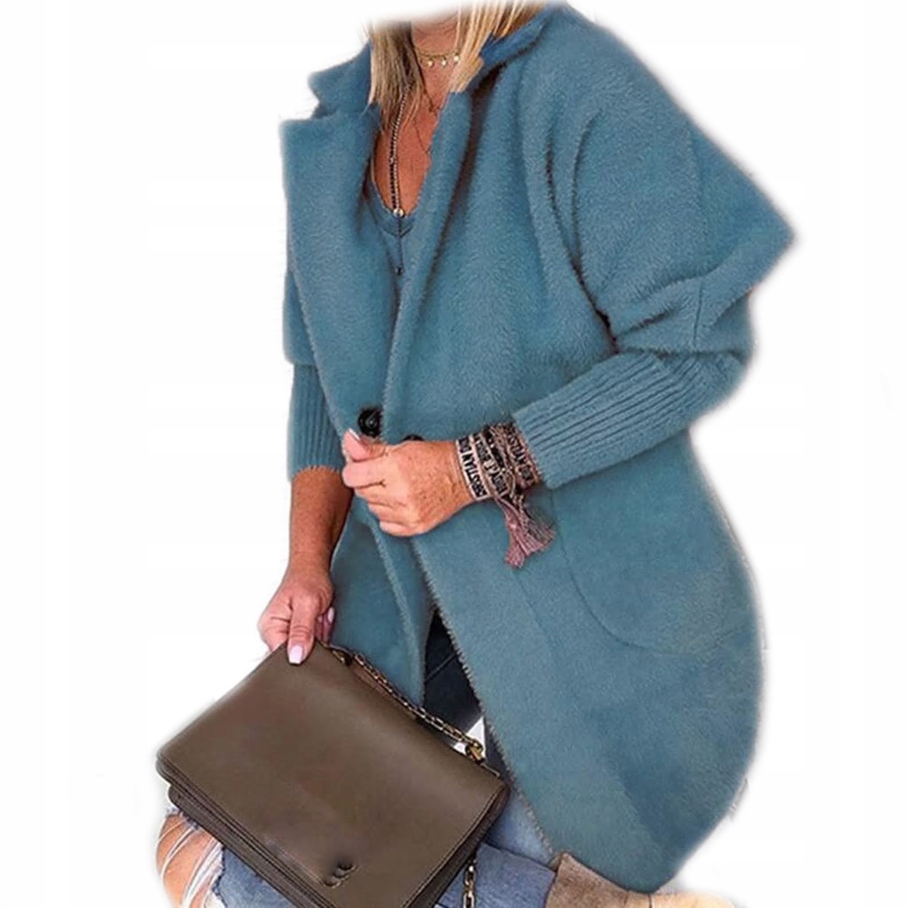 

Płaszcz Alpaka Długi Płaszczyk Wełna Kurtka L