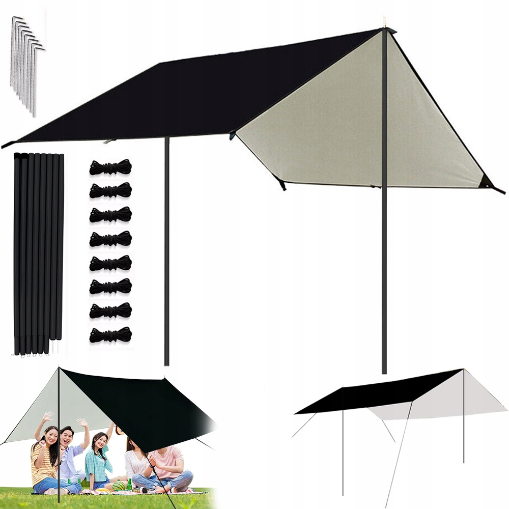 Tarp Płachta Biwakowa Plenerowy Żagiel Osłona Przeciwsłoneczny Wodoodporny