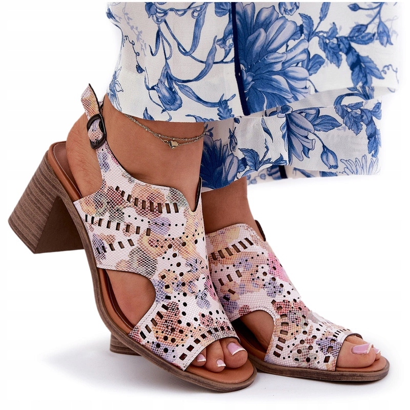 Dámské Sandály S Ažurovým Vzorem Na Podpatku Typu Sloupek, Vícebarevné, Velikost 39