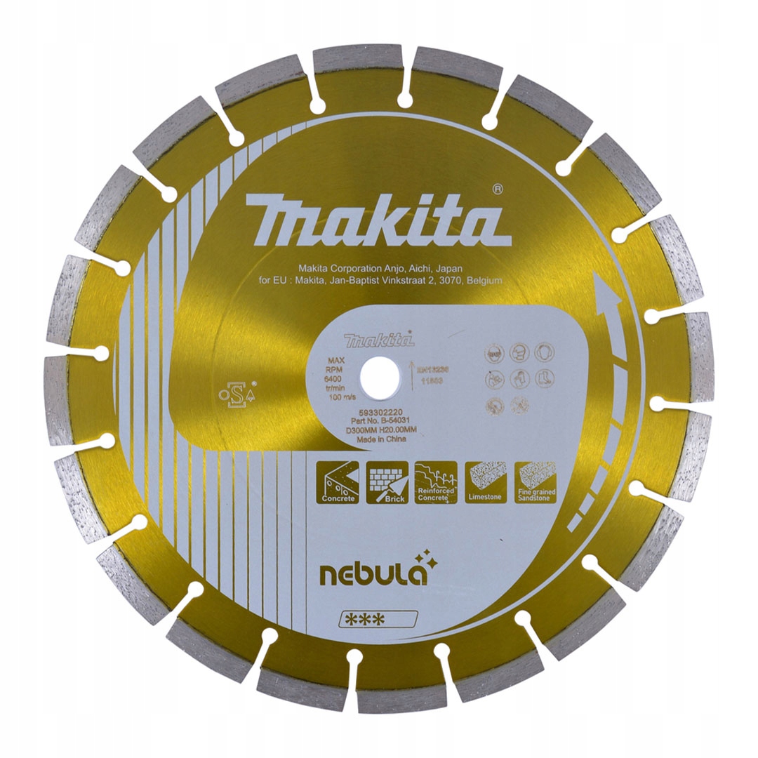 Diamantový kotouč Makita B-54031 segmentový Nebula 300x20x2,8 mm suchý/mokrý