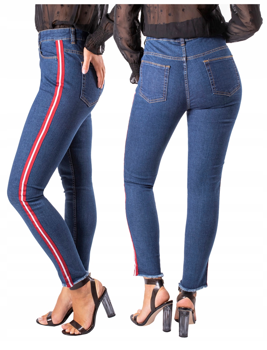 spodnie Dżinsowe damskie Z Wysokim Stanem rurki 46