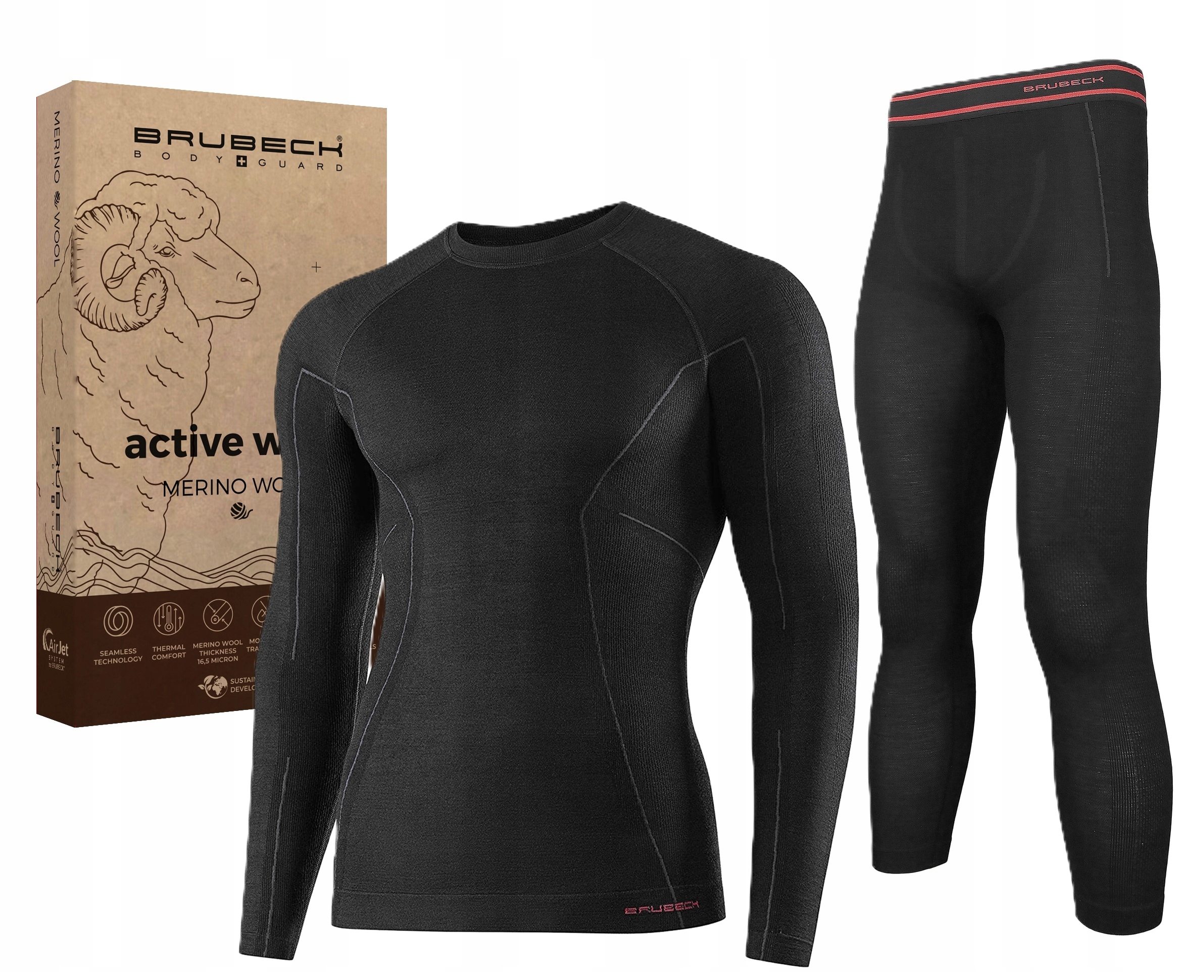 Bielizna Termoaktywna Męska Odzież Oddychająca Z Merynosa Brubeck Active -L