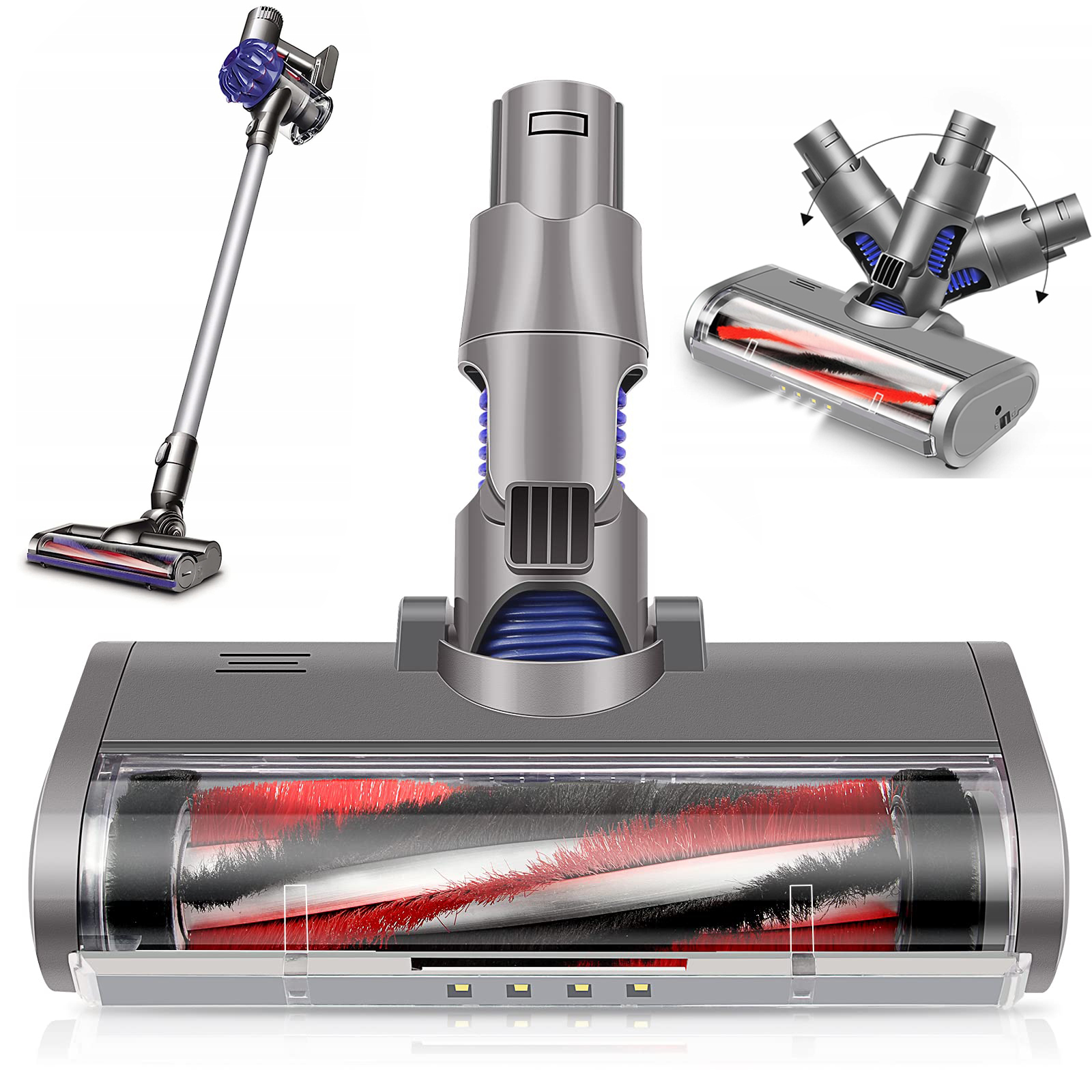Led Elektrický Kartáč 2V1 Pro Dyson V6 DC58 DC59 DC61 DC62