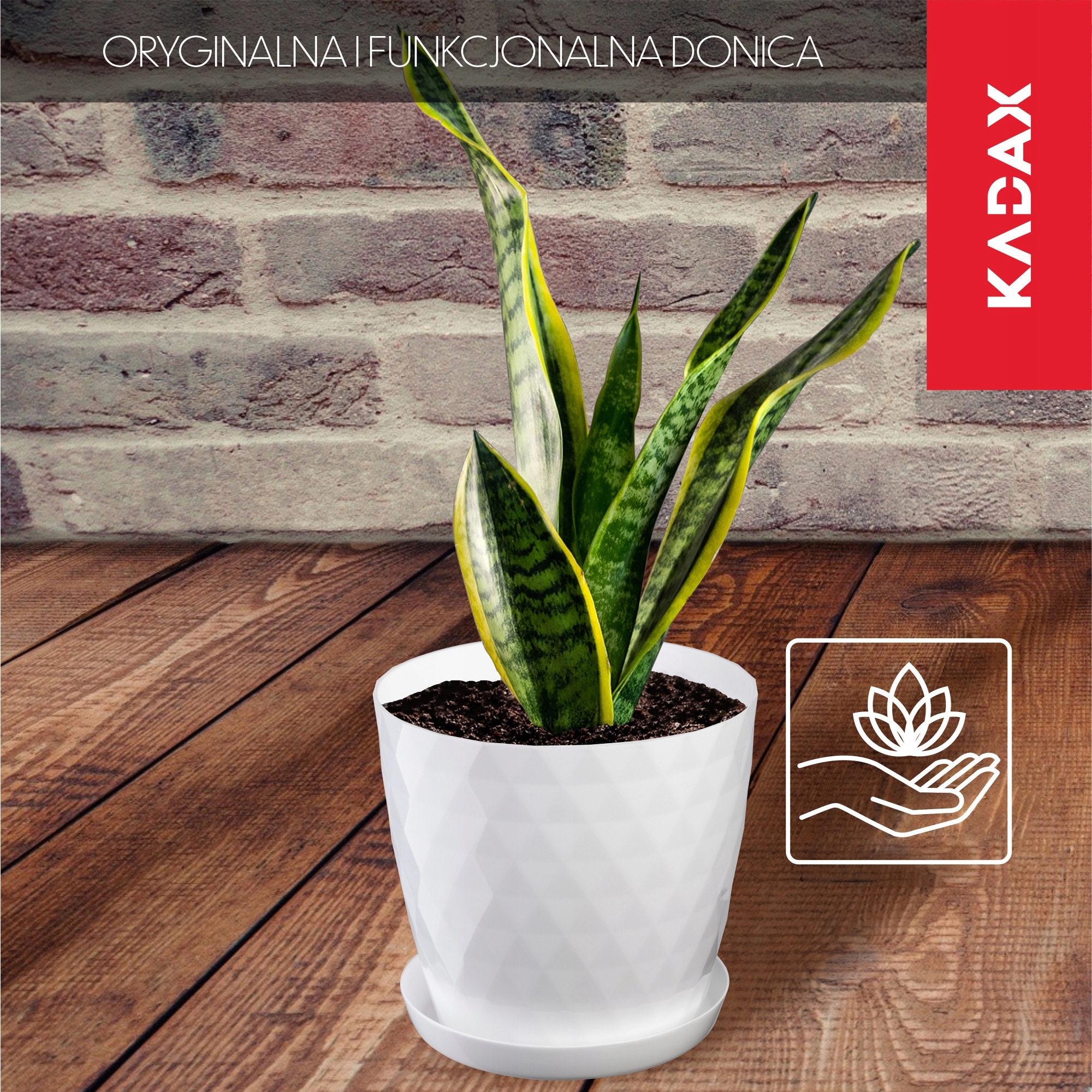 DONICZKA PLASTIKOWA Z PODSTAWKĄ DONICA OSŁONKA NA KWIATY 20cm BIAŁA KADAX Marka Kadax