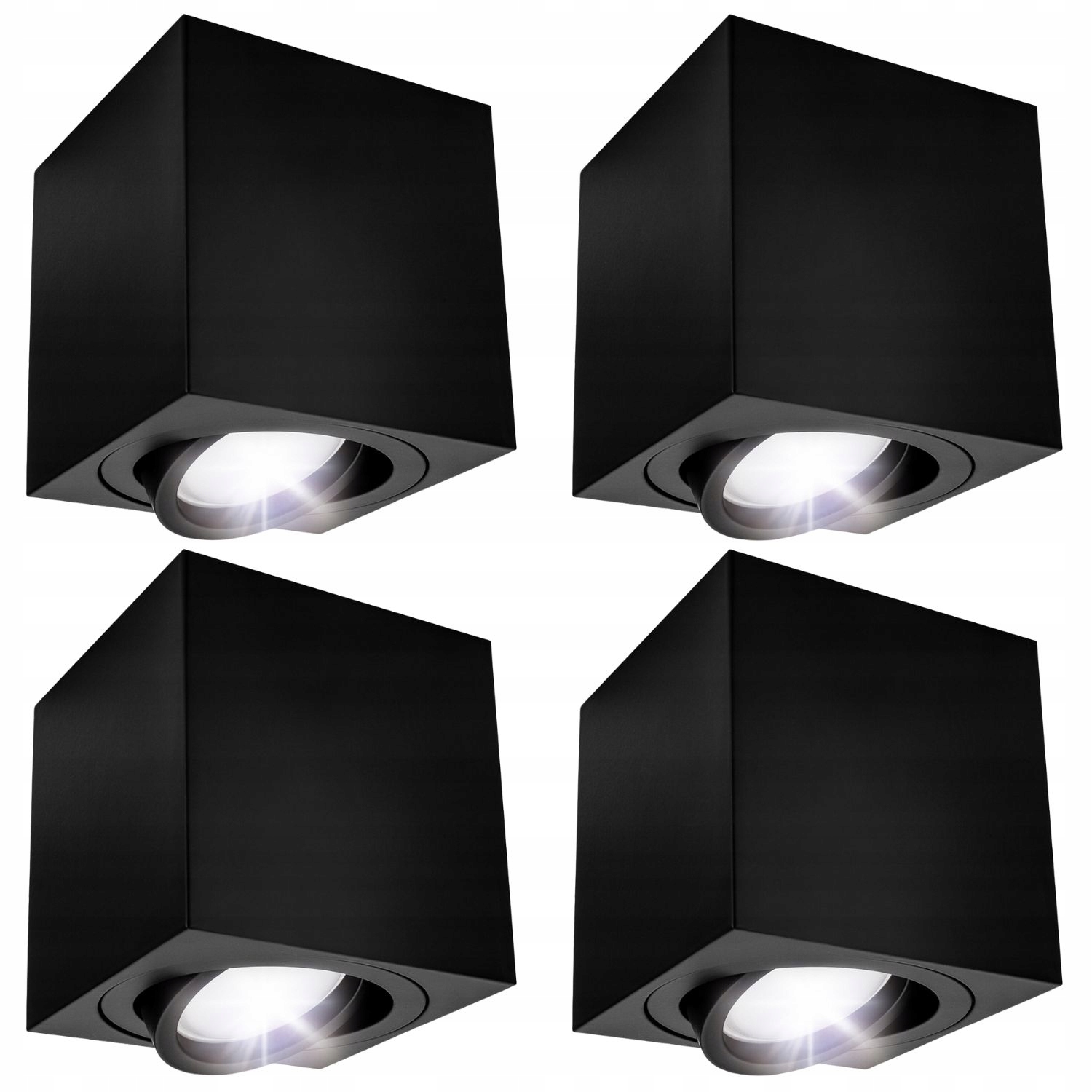 4x Oprawa natynkowa Tuba Halogenowa ruchoma GU10 Led 80x85 do pokoju czarna