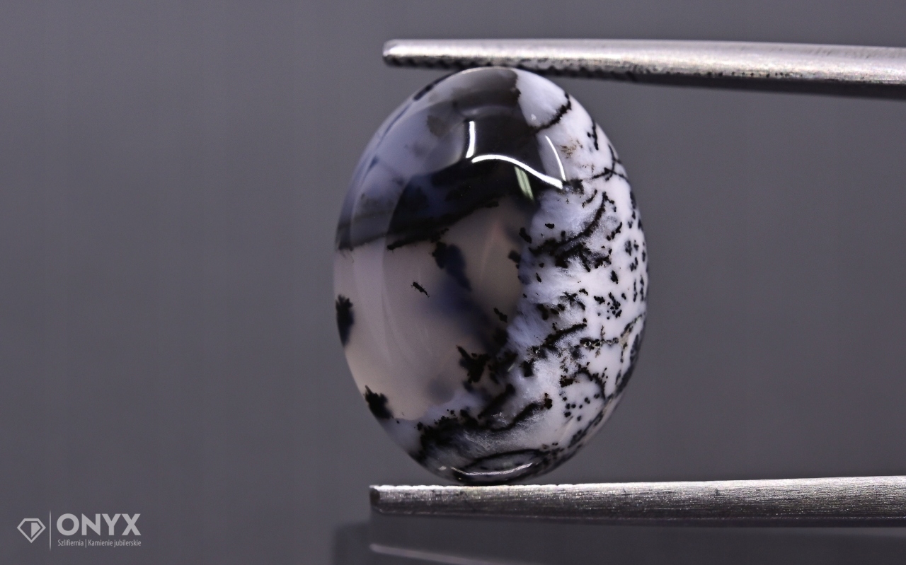 Dendritový achát z Turecka kabošon ovál 15,5x12 mm