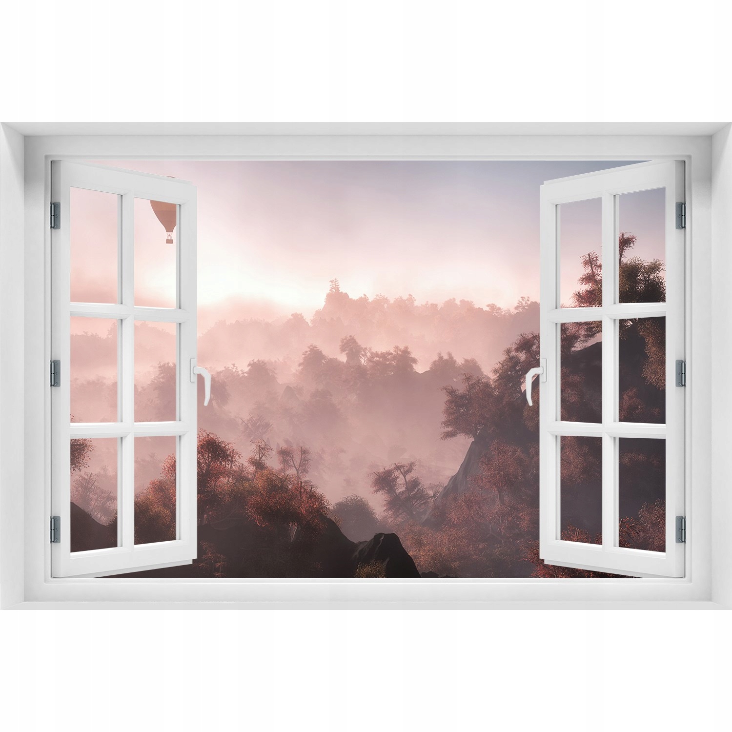 

Naklejka Fototapeta 3D Okno Balon nad lasem 90x60