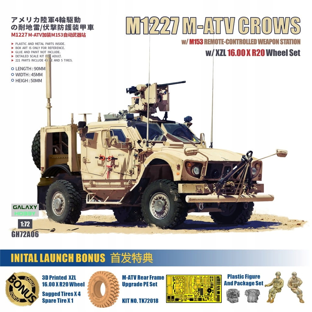 Galaxy Hobby GH72A06 1:72 M1227 M-atv Crows w/ Remote Weapon System Xzl 16