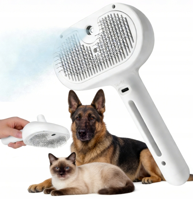 Levně Elektrický Pařní Kartáč 2-V-1 Pro Psy A Kočky: Odstranění Zbytků Srsti, Masáž, Pro Čištění