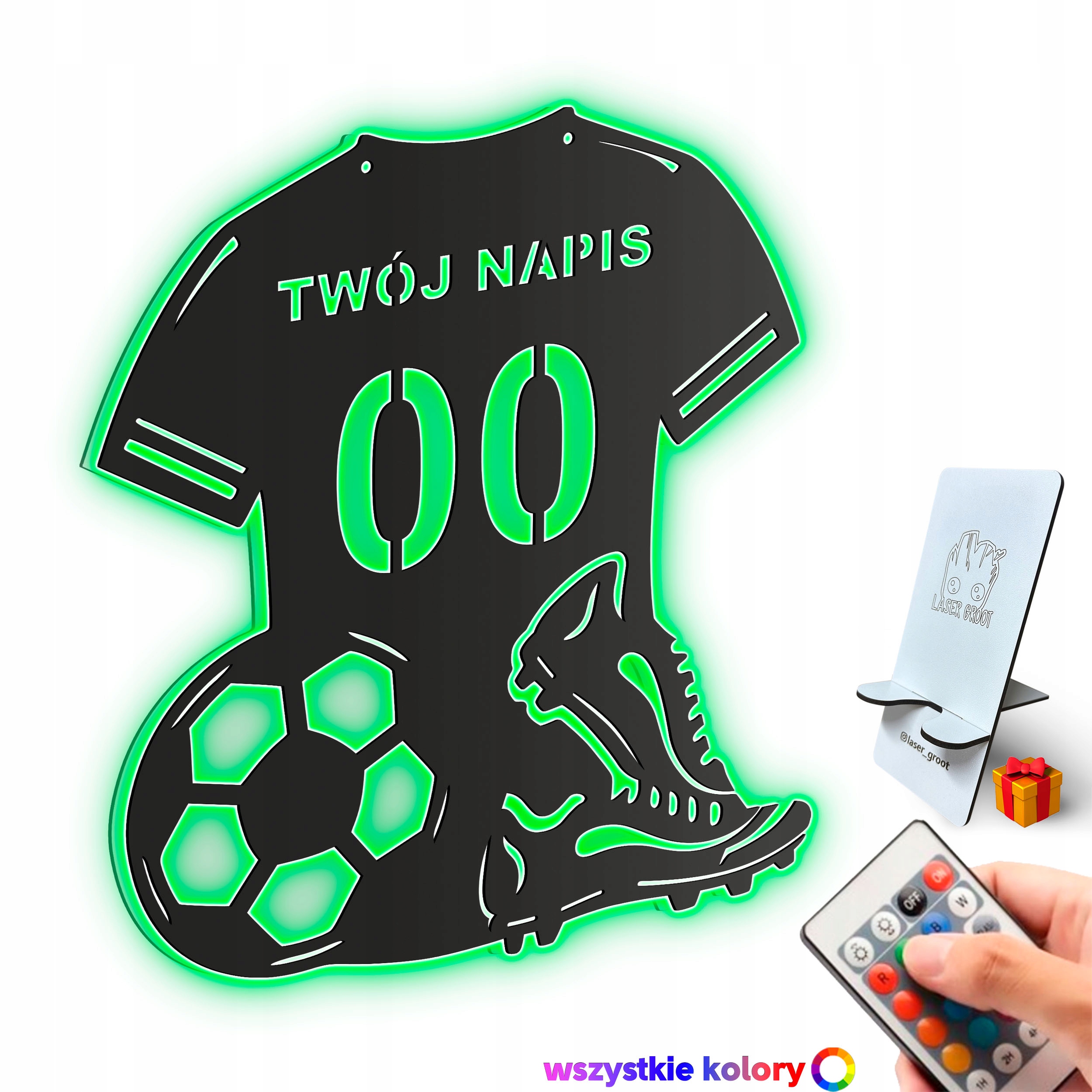 Noční Lampa Led Rgb Fotbal Fotbalista Jméno s číslem Pilot Dárek
