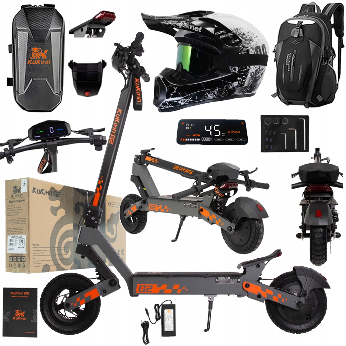 Kukirin G2 2026 Nové skládací elektrické vozidlo 1200W 45KM/H 15Ah 48V 10"