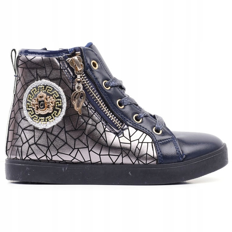 Botki sneakersy płaskie suwaki dziewczęce granat Kod producenta CBS91A-2 s32