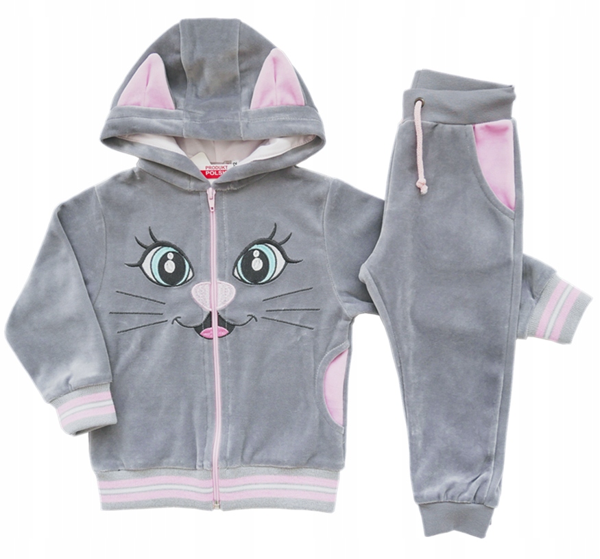 

Welur dziewczęcy dres Welurowy z Kotkiem 104 szary