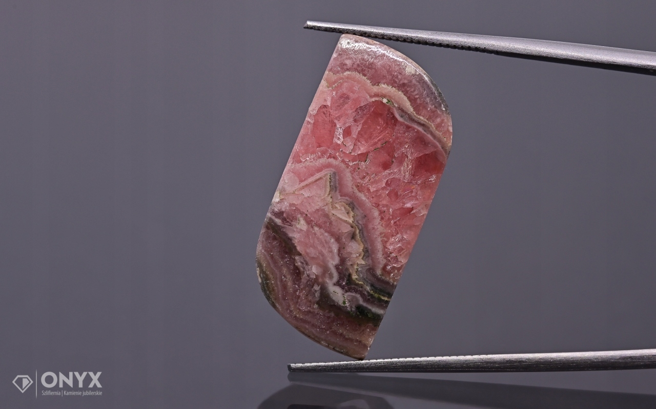 Rodochrozit nízký kabošon nepravidelný 25x12,5 mm