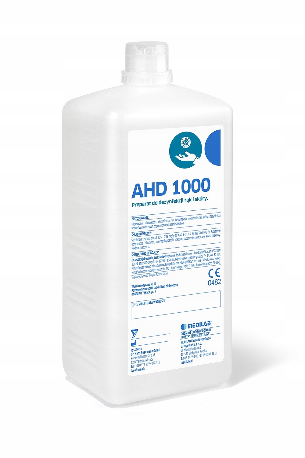 

Ahd 1000 Dezynfekcja rąk skóry i powierzchni 1L