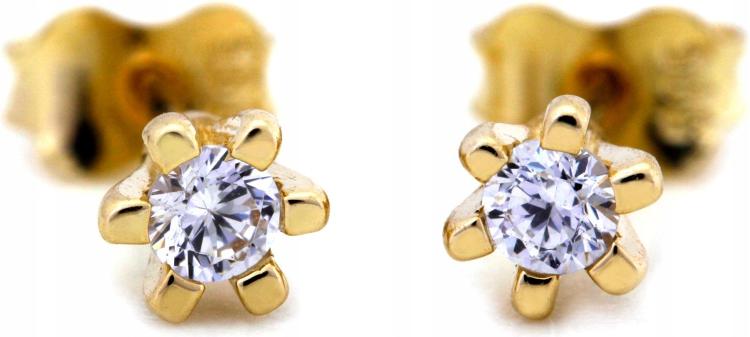 Náušnice ze žlutého zlata 585 na tyči zirkon jsou ideálním dárek na šroubky