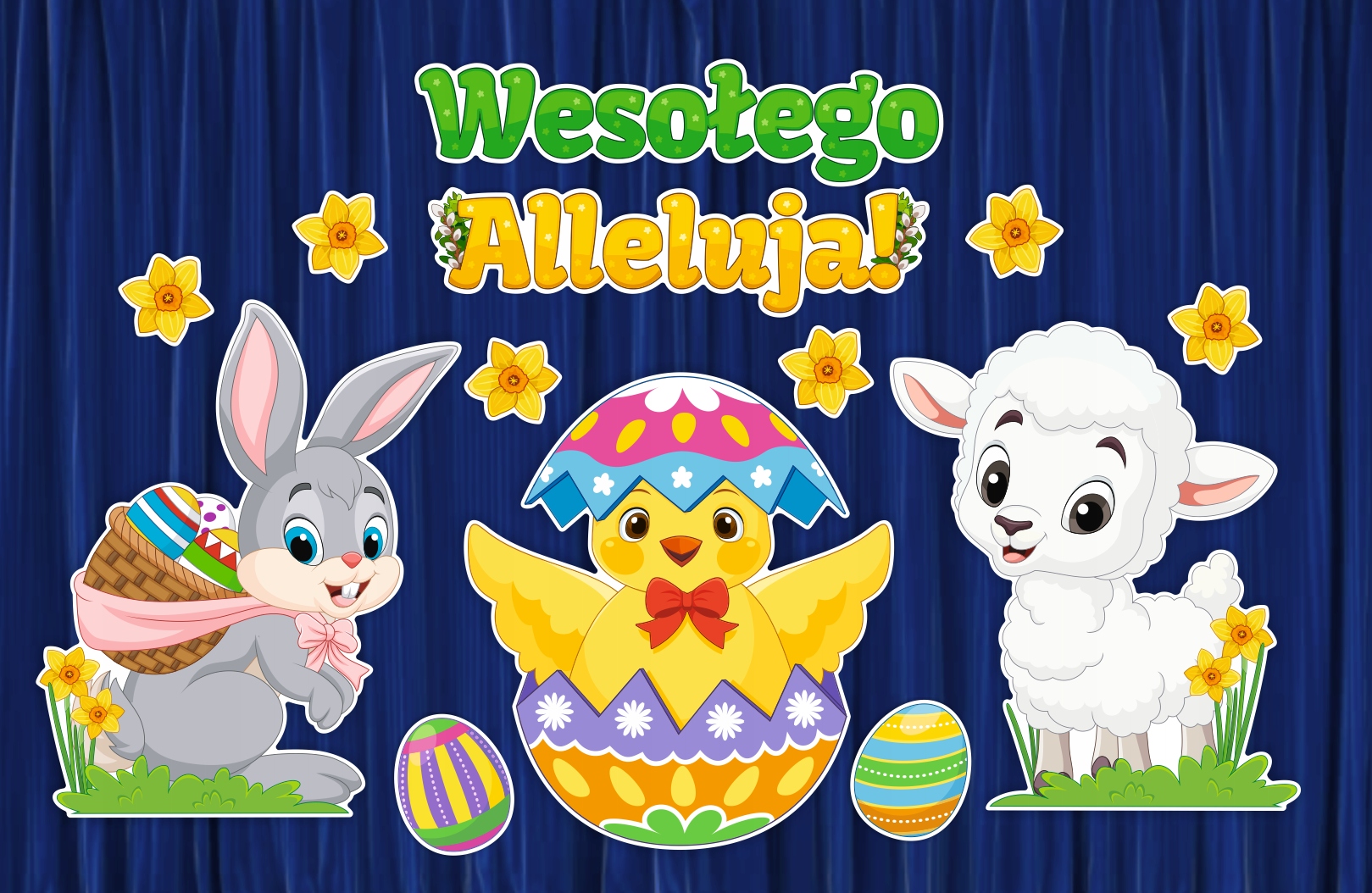 Dekoracja Wielkanocna Wesołego Alleluja ZAJĄCZEK BARANEK PISKLE rozmiar Stan opakowania oryginalne