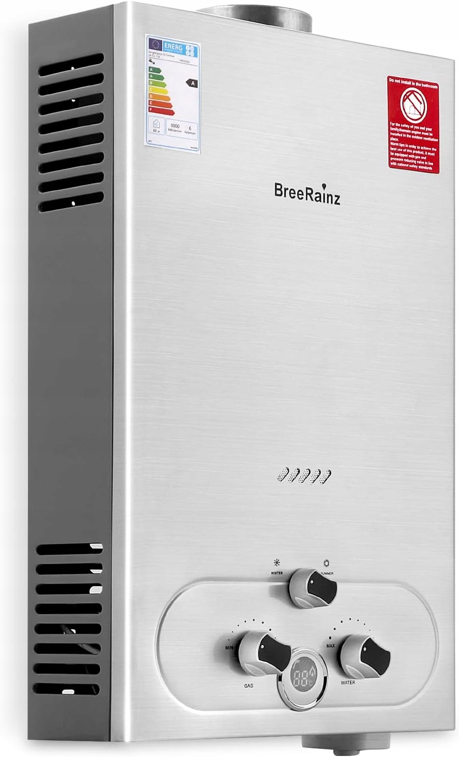 Plynový prietokový ohrievač vody Lpg propán 20 l/min 40 kW 0,1 bar sprcha