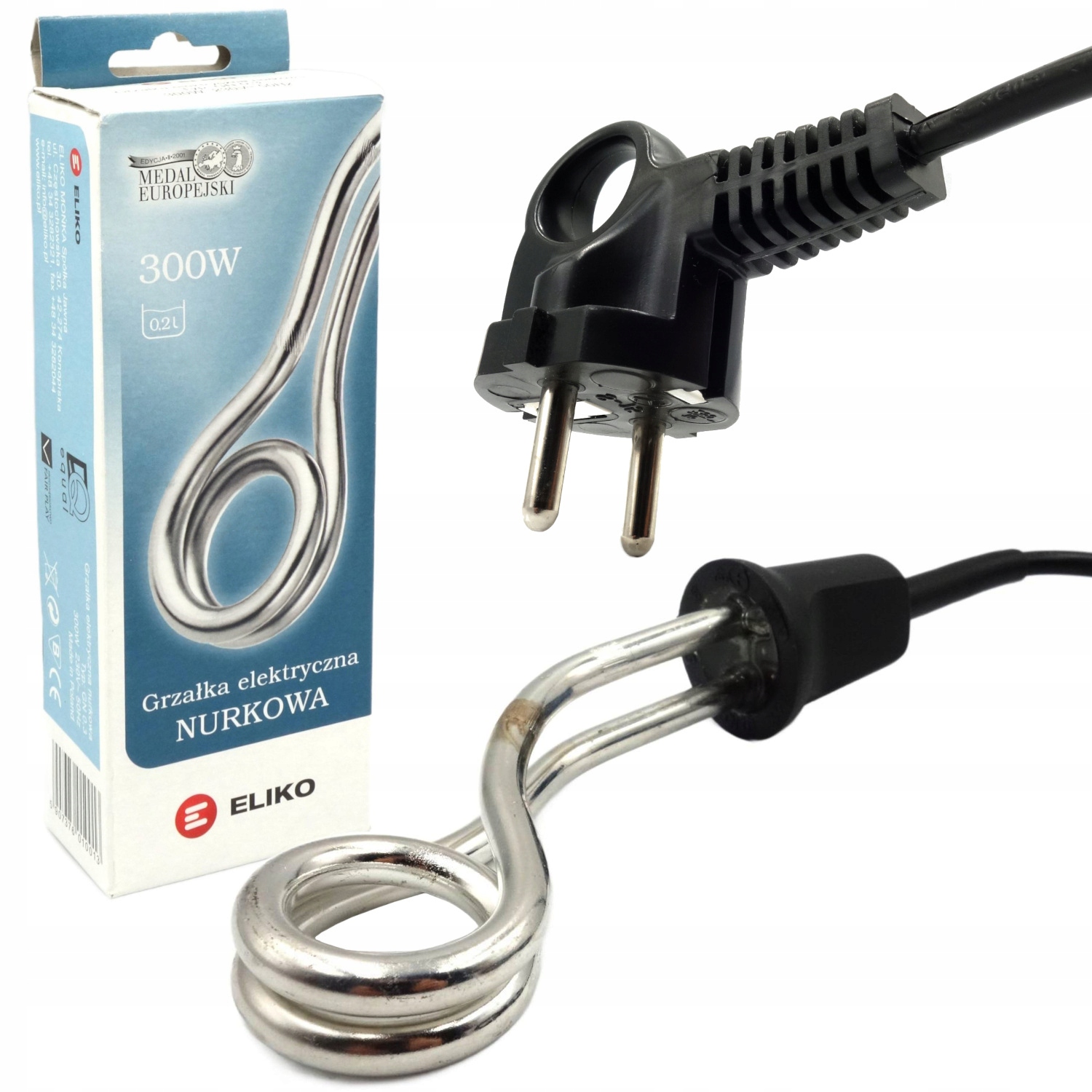 Grzałka nurkowa elektryczna 300W 230V turystyczna do gotowania wody 0,2L Pl
