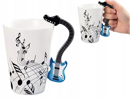 Kubek Muzyka Niebieska Gitara Dla Gitarzysty Faceta Chłopaka 250ML