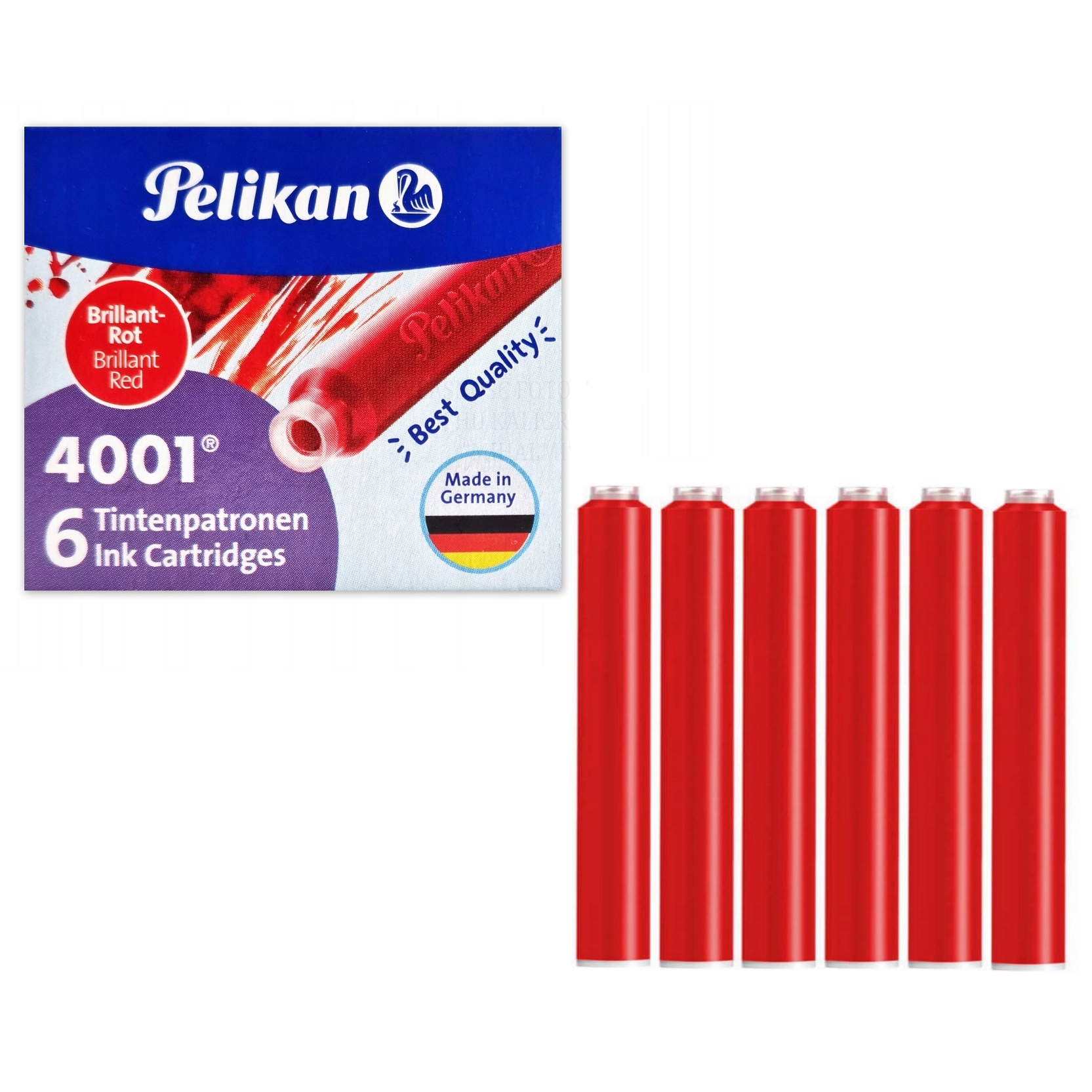 

Naboje do pióra krótkie Pelikan 6 sztuk czerwone