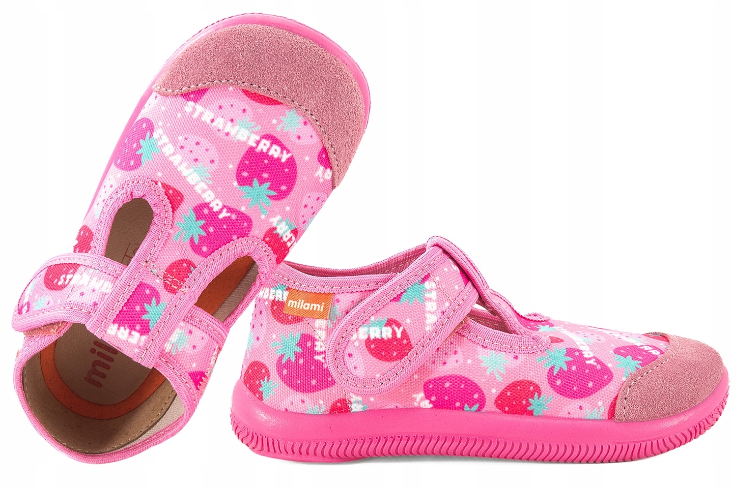 Milami 226-BR-22 Tekstylne Domowe Dziewczęce Kapcie Papcie Rzep Różowy 22