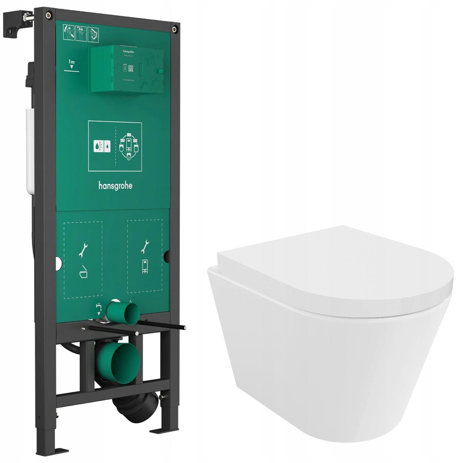 Zestaw podtynkowy wc stelaż Hansgrohe miska wc wisząca Mexen Rico Tornado