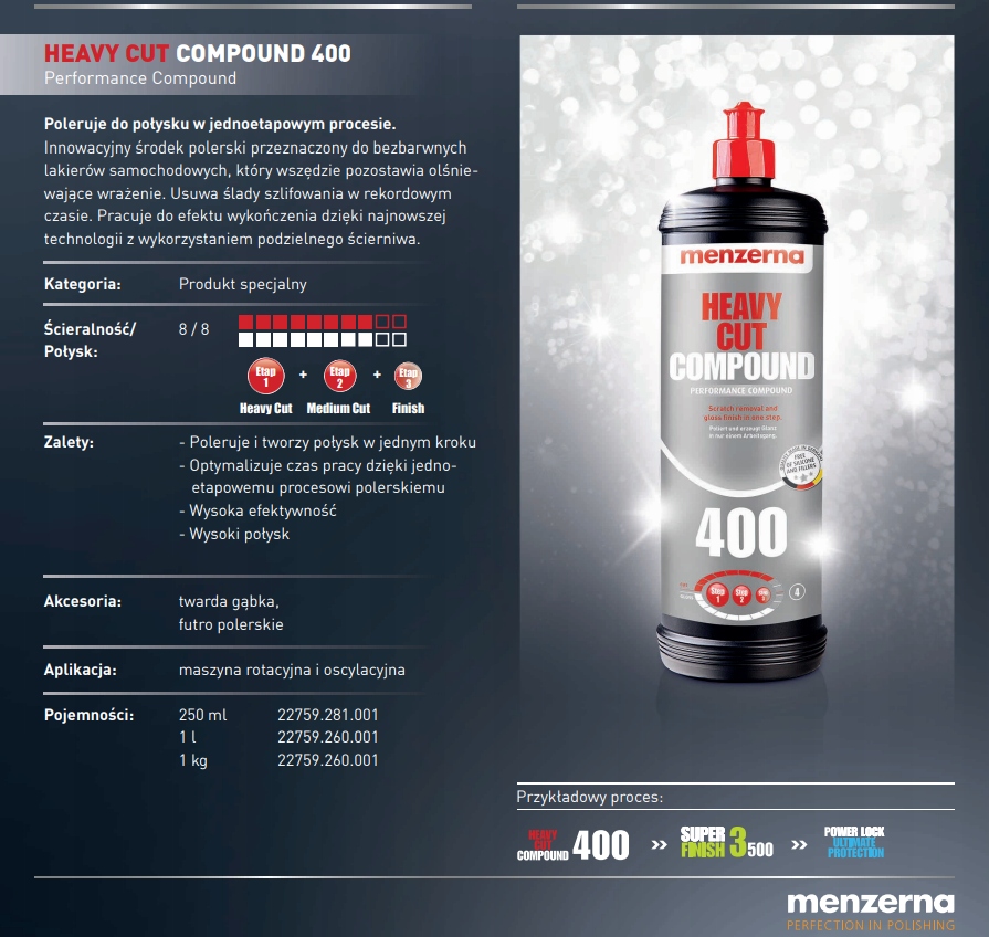 Pasta polerska Menzerna HCC 400 1L GRATIS Numer katalogowy producenta 88080.53.00