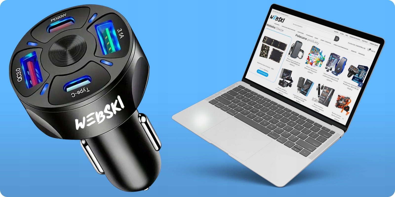 MOCNA SZYBKA ŁADOWARKA SAMOCHODOWA DO TELEFONU 2X USB 2X USB C 6A 30W PD QC Prąd wyjściowy 6000 mA