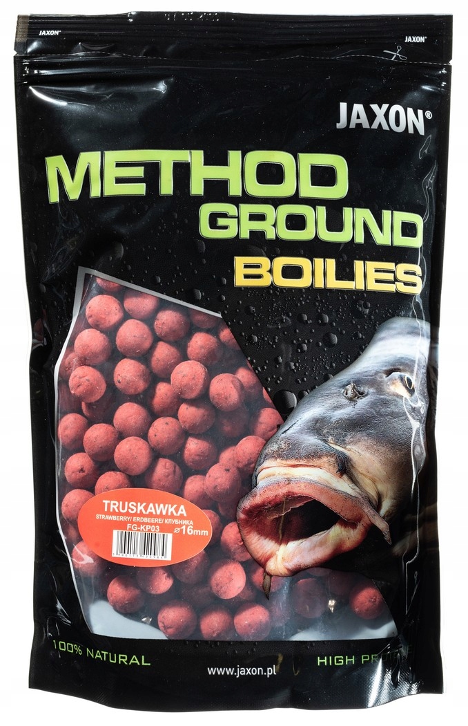 Kulki proteinowe Jaxon Method Ground Truskawka 16 mm 1 kg