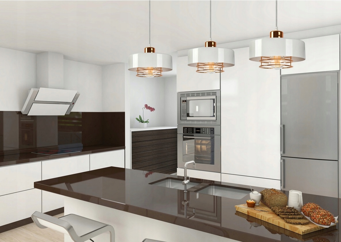 LAMPA SUFITOWA LED Wisząca ŻYRANDOL PLAFON LOFT LED Biała Kolor biały miedziany