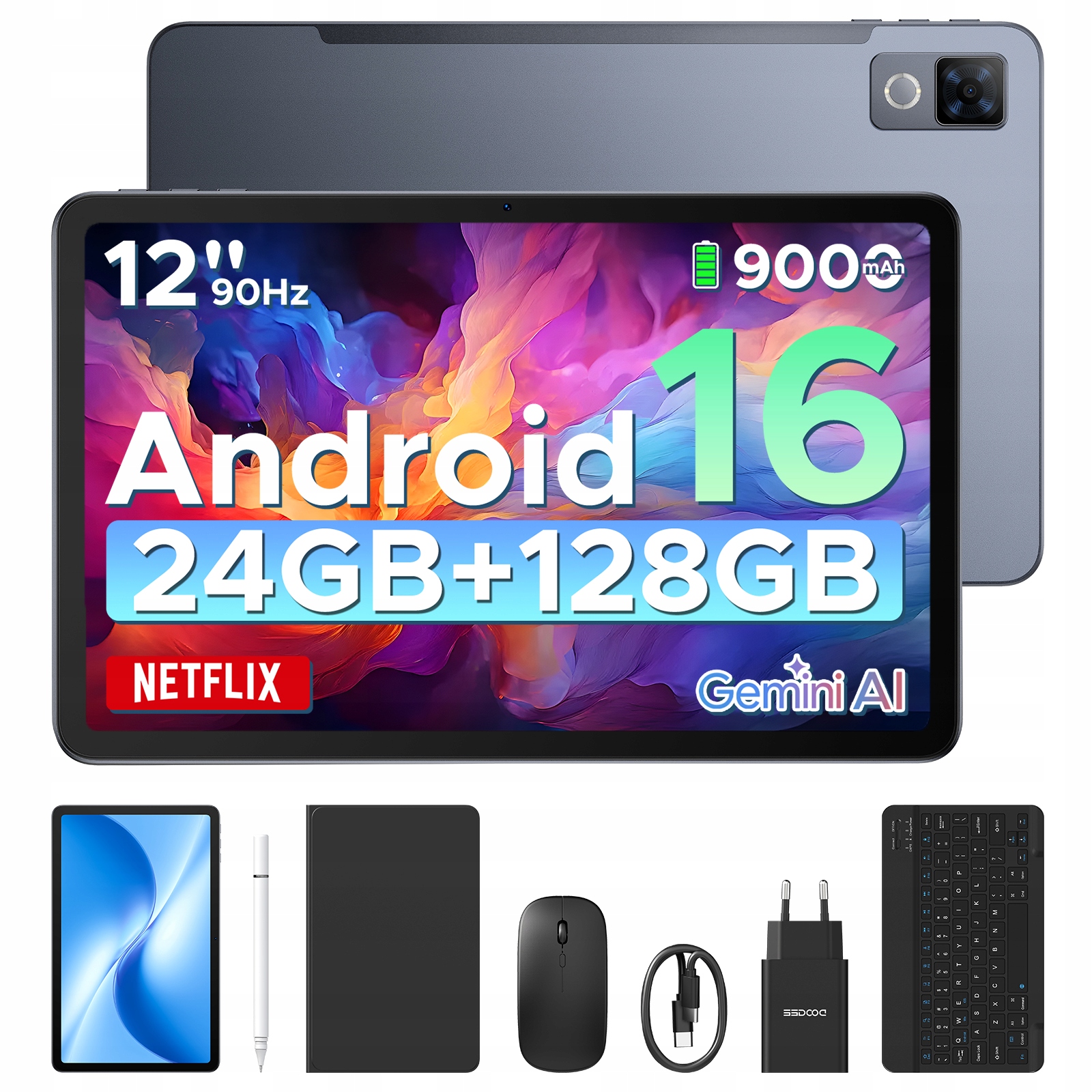 Tablet Doogee U12 s klávesnicou Fhd+ 12" Android 16, 24GB+128GB/2TB, 9000mAh