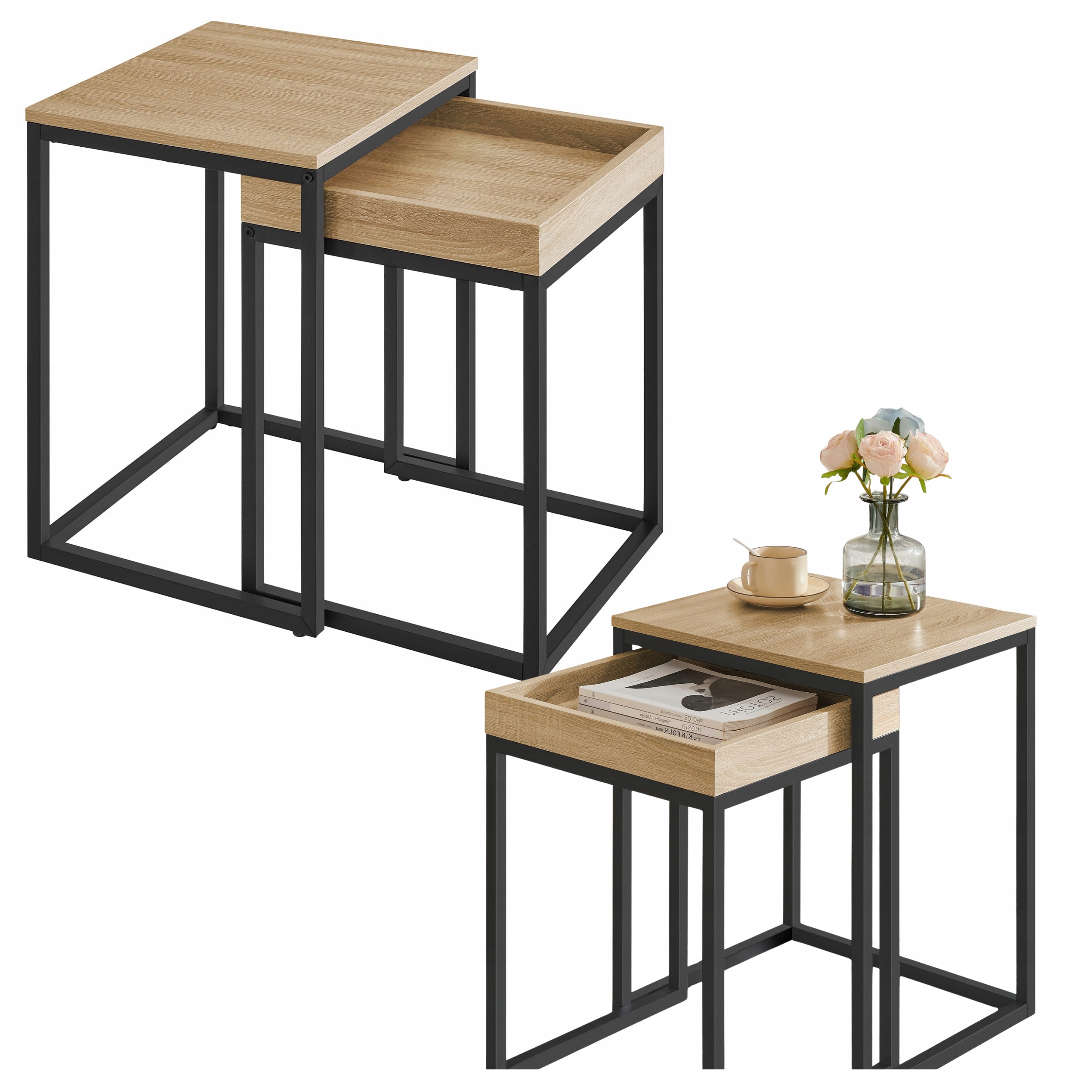 Konferenčný stolík 2 ks 2 ks Spálňový salón Moderný dub Sonoma