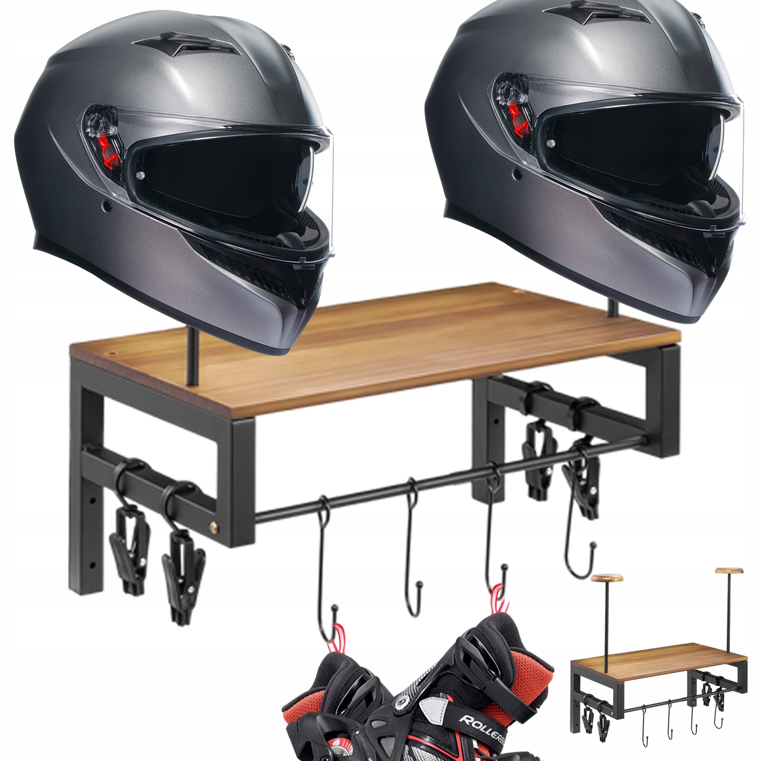 Držák háku na motocyklová přilba na zeď, odolný, černý