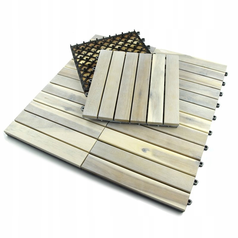 Płytki Tarasowe drewniane AKACJA - Bielone 6 klepek balkonowe podesty