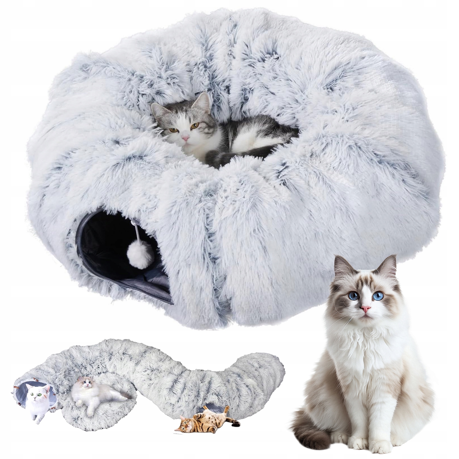 Levně Tunel Pro Kočky Velký Šedý 170 CM Hračka