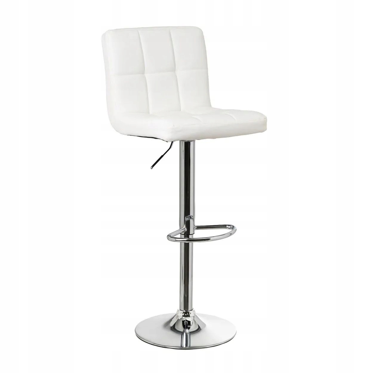Hoker Regulovateľná Kovová Kožená Jedálenská Stolička Barová Biela 113 cm